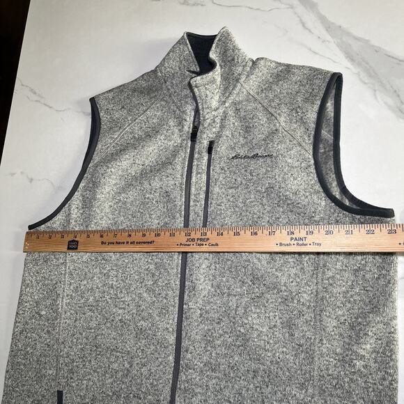 Eddie Bauer Lot of 2 Gray Blue Fleece Vest Zip Up Size TL Three Zip Pockets Logo - Picture 5 of 16